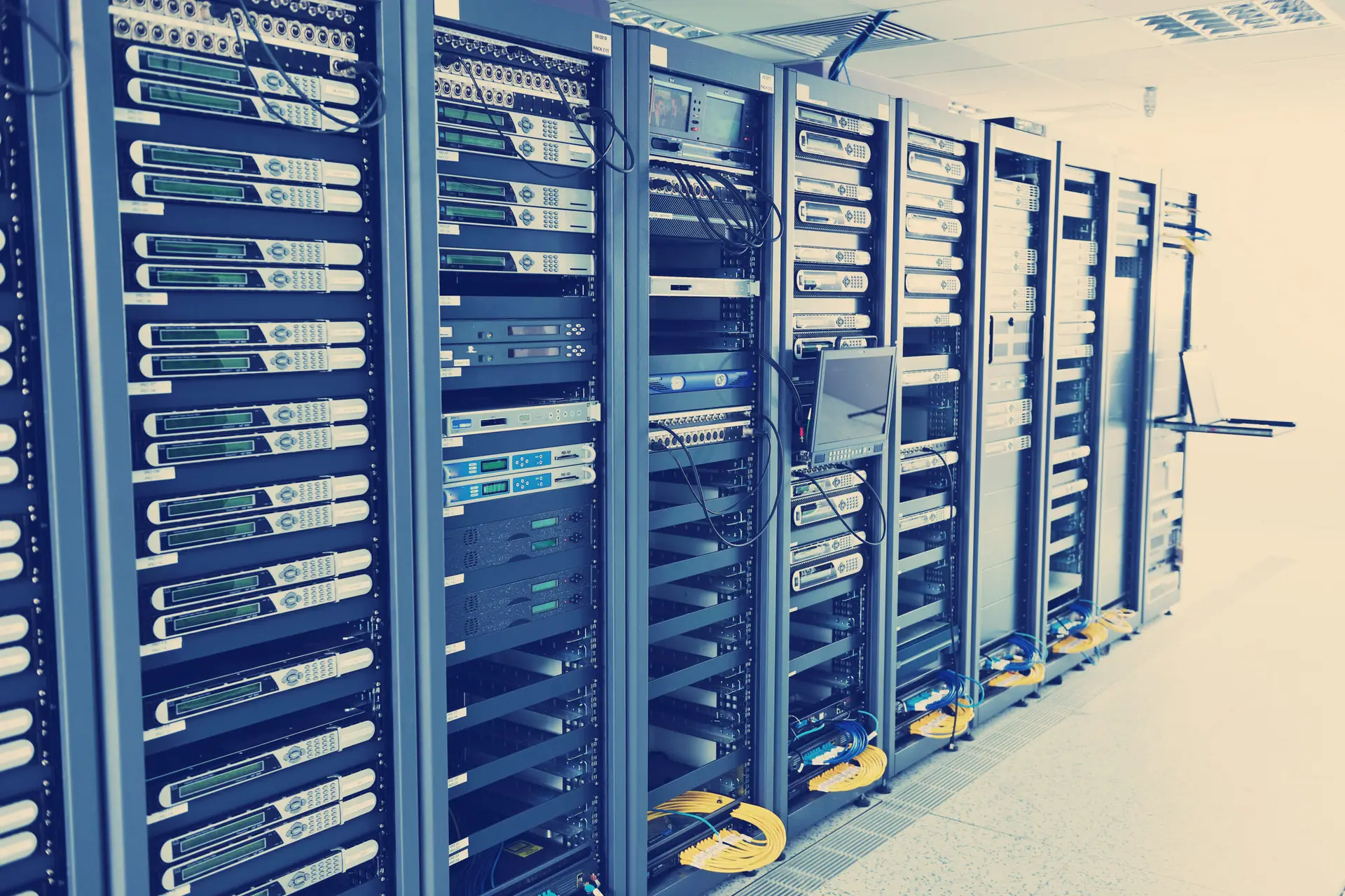 Datacenter with Servers and equipment in racks