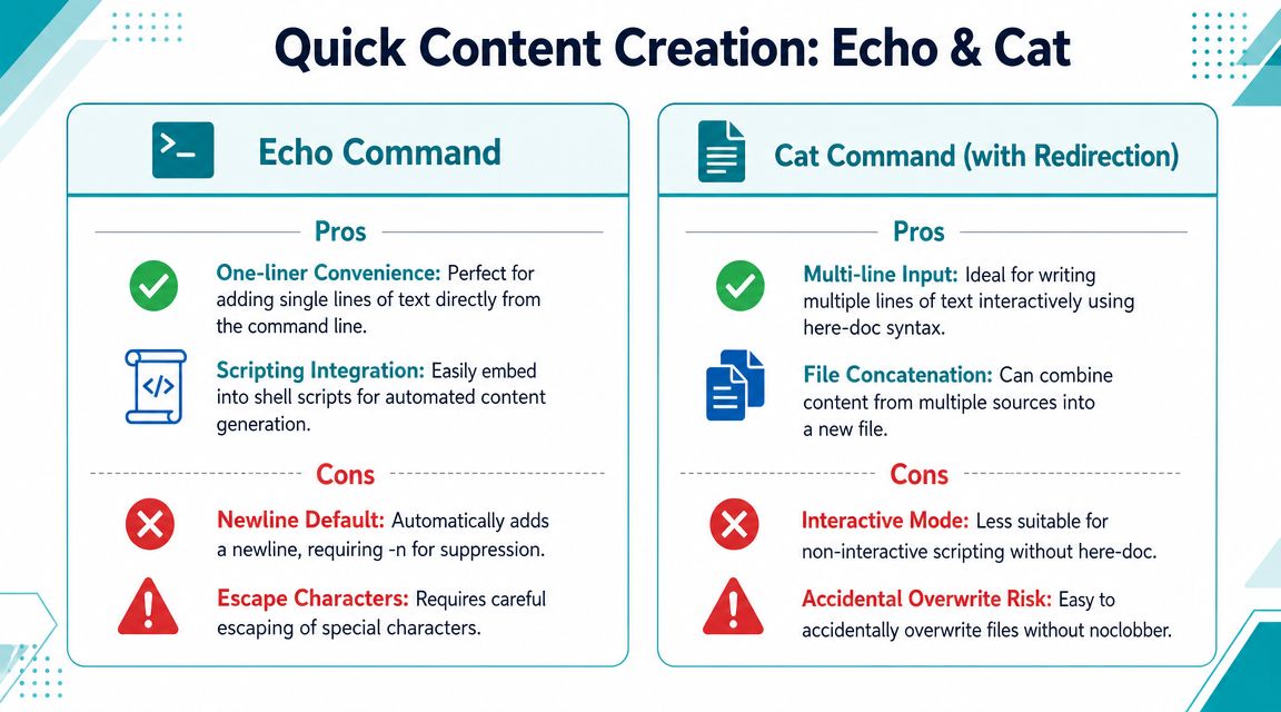 Adding Content Immediately with Echo and Cat