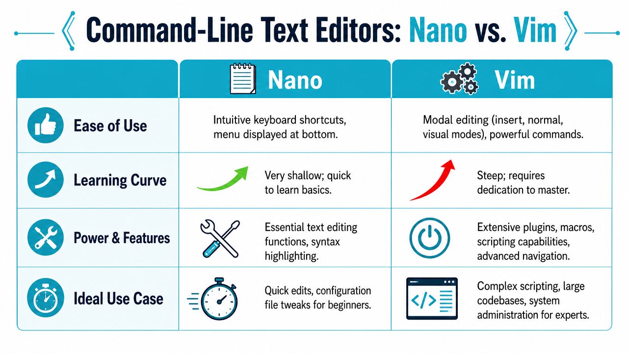 Using Text Editors for Complex Files like Nano and Vim