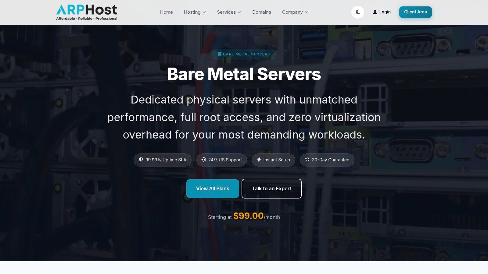 Screenshot from https://dev.arphost.com/bare-metal-servers/