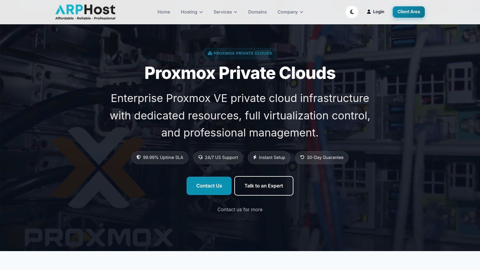 Screenshot from https://dev.arphost.com/proxmox-private-clouds/