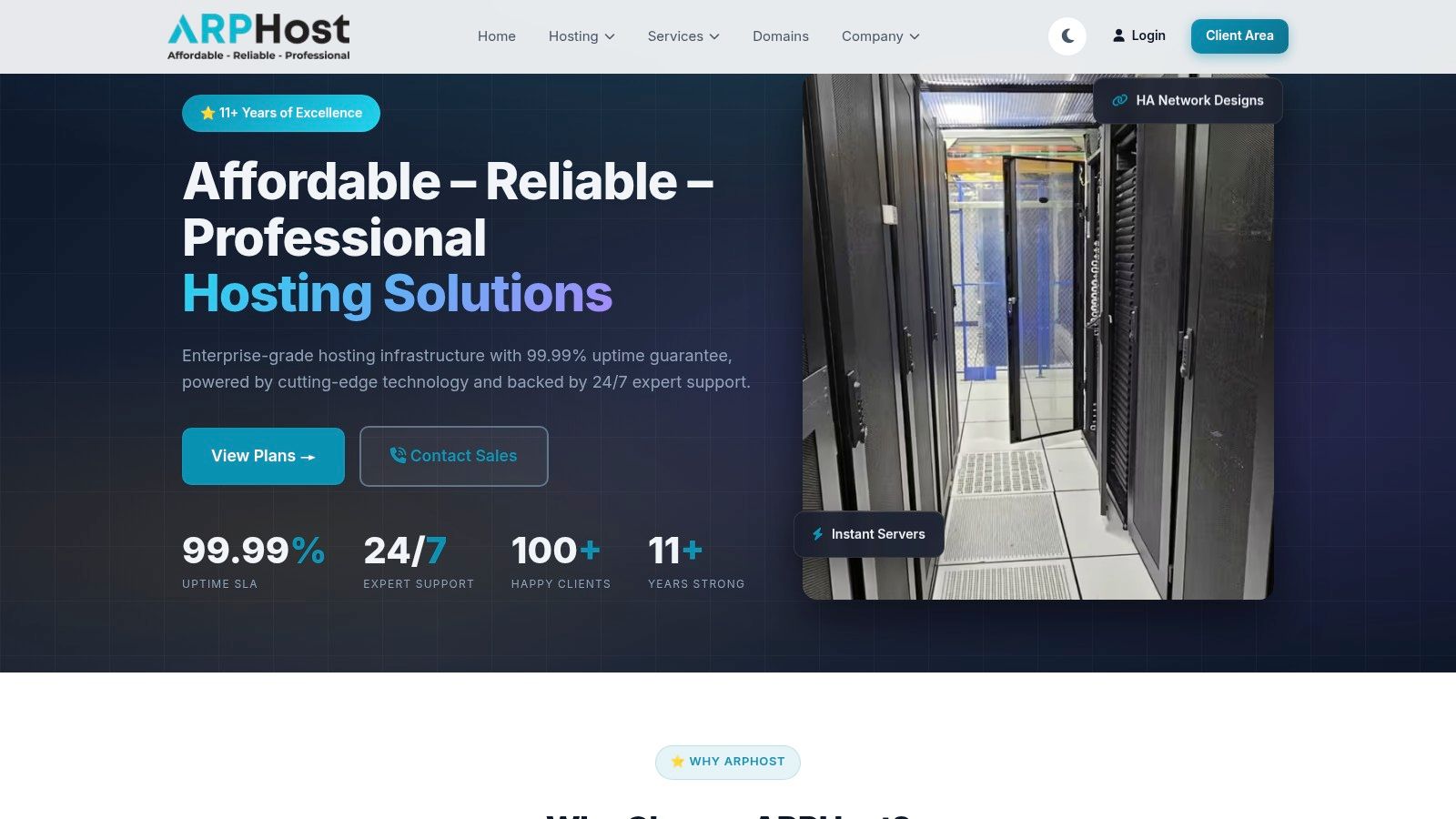Screenshot from https://dev.arphost.com
